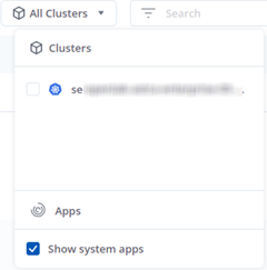 Uma captura de tela que mostra a opção Mostrar aplicativos do sistema que está disponível na página aplicativos.