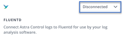 Esta imagem mostra o ecrã da IU para ativar a ligação ao Fluentd.