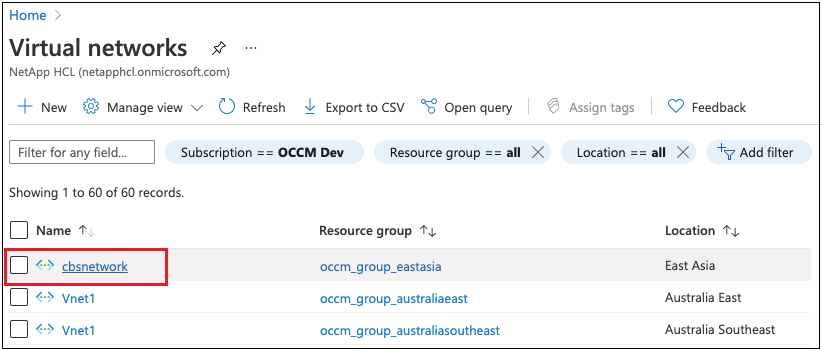 Uma captura de tela da seleção da assinatura 1 e do VNet onde você deseja configurar o peering.