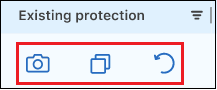 Uma captura de tela mostrando o status dos três tipos de proteção: Snapshots, replicações e backups.