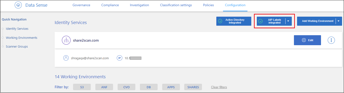 Uma captura de tela que mostra rótulos AIP foi integrada com sucesso.