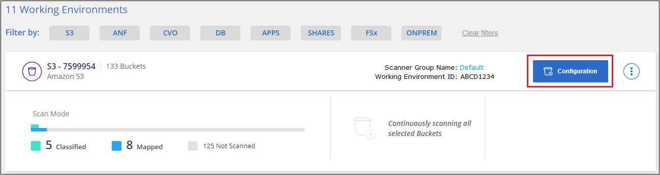 Uma captura de tela mostrando como clicar no botão Configuração para um ambiente de trabalho.