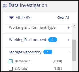 Uma captura de tela da criação de um filtro que inclua arquivos de um único repositório de armazenamento em um único ambiente de trabalho.