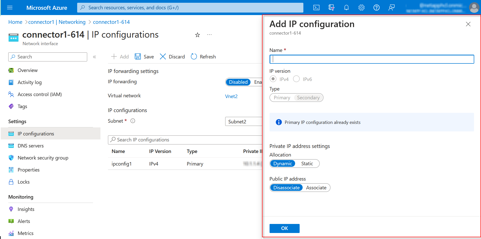 Uma captura de tela para a janela Adicionar configuração IP