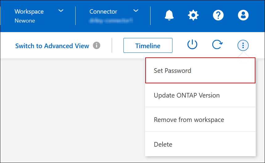 Uma captura de tela que mostra o menu disponível no ambiente de trabalho que contém a ação Definir senha.