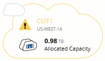 Captura de tela: Mostra um ambiente de trabalho do Cloud Volumes ONTAP que inclui um ícone de aviso. O ícone indica que é necessária uma ação.