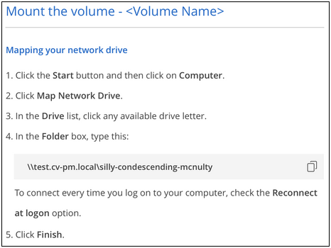 Instruções de montagem para volumes SMB