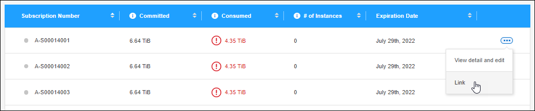 Uma captura de tela que mostra a opção de link para uma assinatura.