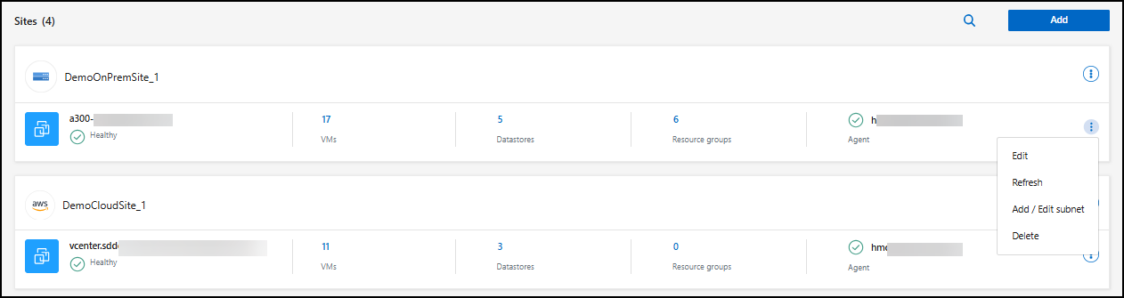 Captura de tela do menu Adicionar sub-rede