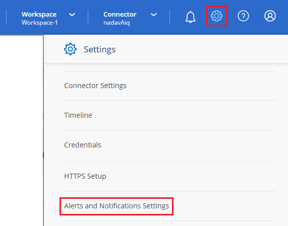 Uma captura de tela mostrando como exibir a página Configurações de alertas e notificações.