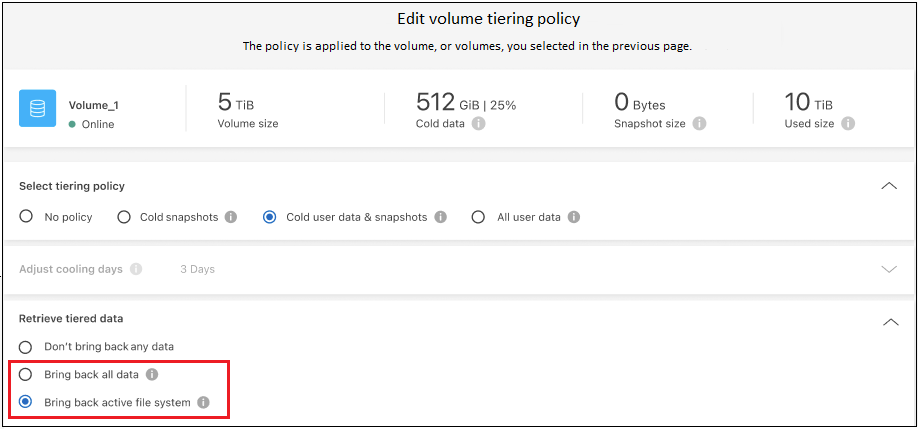 Uma captura de tela que mostra as configurações de diretiva de disposição em camadas configuráveis.