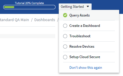 Progresso da lista de verificação do tutorial