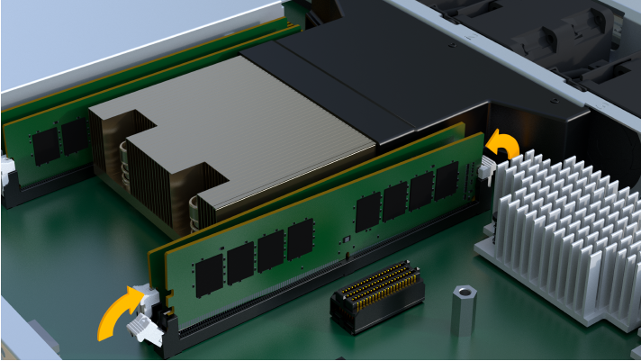 Insira OS DIMMS no slot e fixe-os com abas