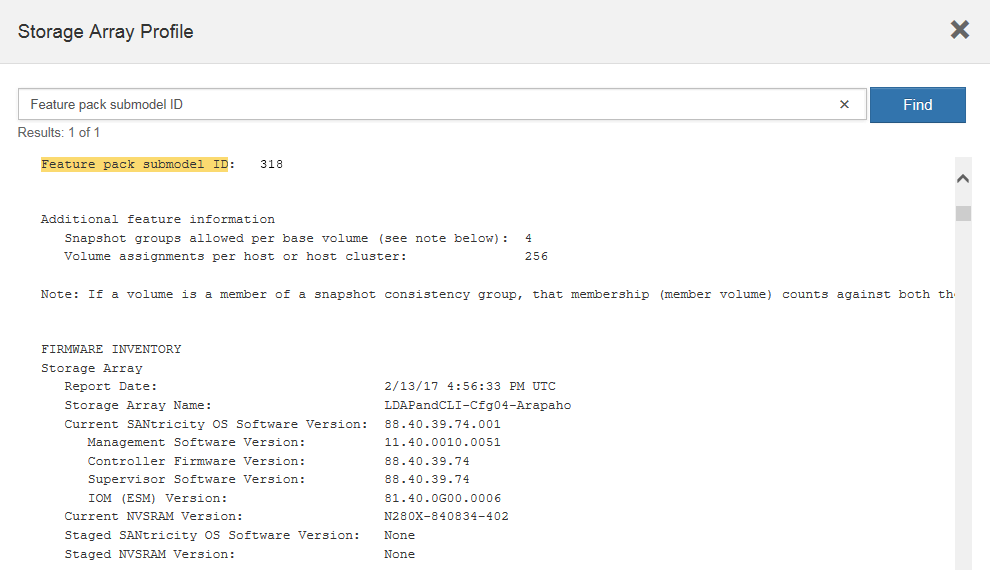 Perfil do storage array