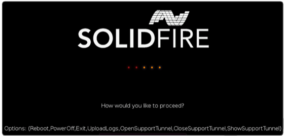 Opções de menu SolidFire RTFI