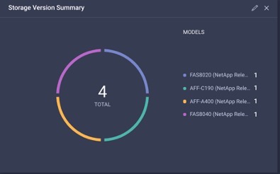 A captura de tela mostra o widget Resumo da versão do armazenamento