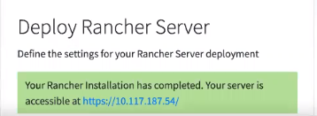 Conclusão e URL da implantação do rancher