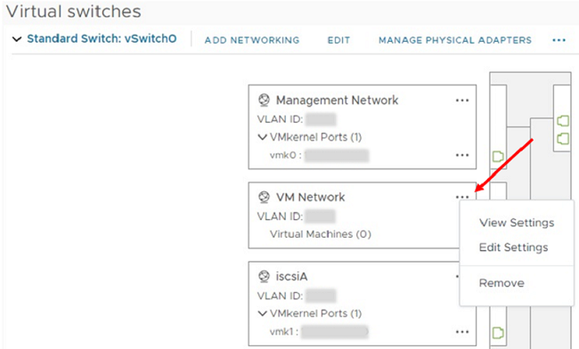 Mostra a tela para remover a VM.