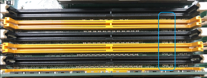 Mostra os números do slot DIMM na placa-mãe H615C.