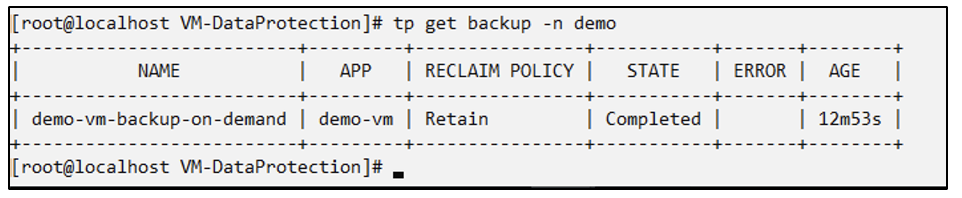 Backup sob demanda criado