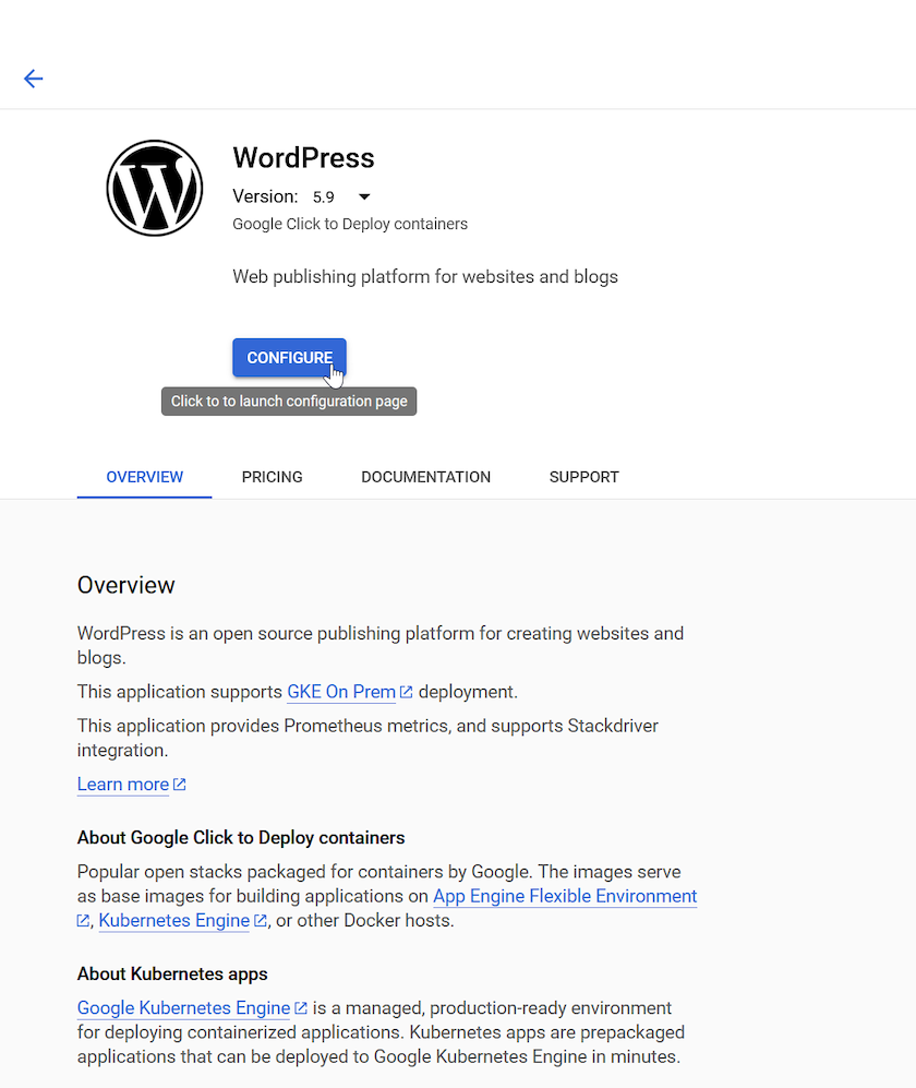 Tela de Visão Geral do WordPress