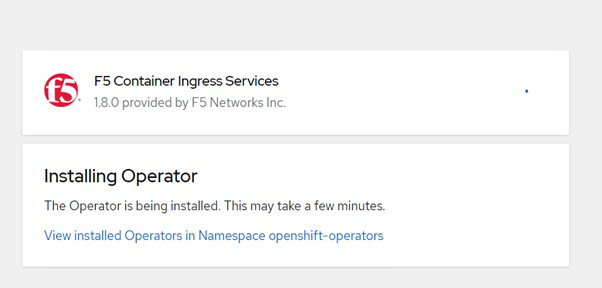 Progresso da instalação do operador F5 CIS