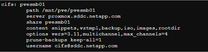 arquivo de configuração de armazenamento para SMB