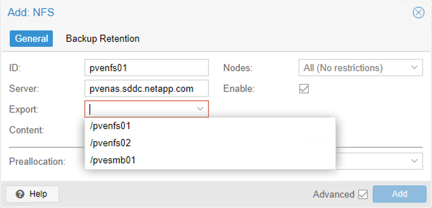 Adição de armazenamento NFS