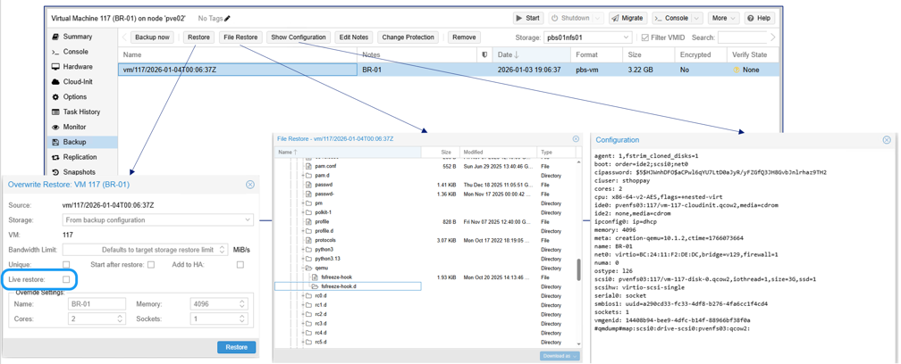 Restaurando VM a partir de PBS no Proxmox VE