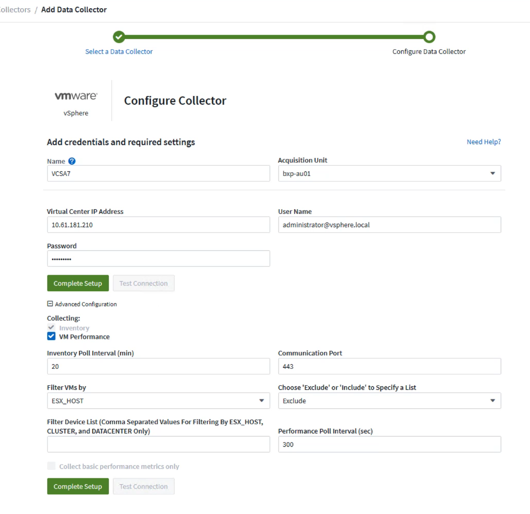 Configurar coletor