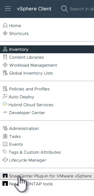 Abra o plugin SnapCenter