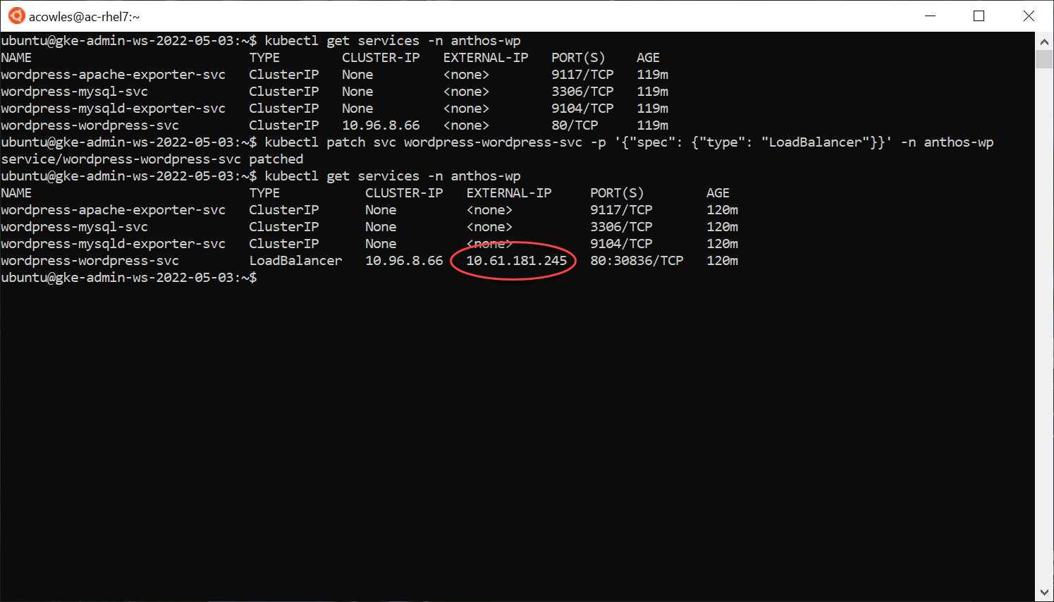 Serviço de correção para tipo LoadBalancer