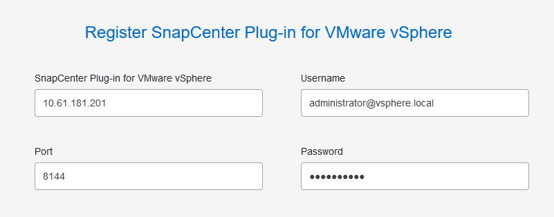 Insira as informações do SCV e do vCenter