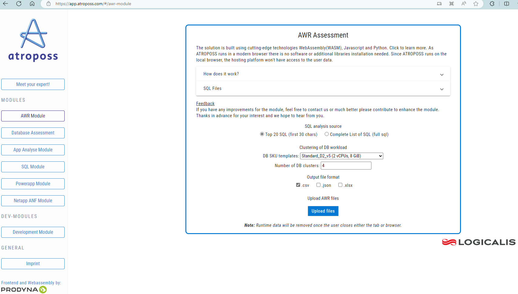 Esta imagem fornece tela de analisador HTML para dimensionamento Oracle