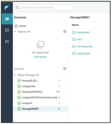 Figura que mostra a lista de arquivos do storage de objetos do NetApp