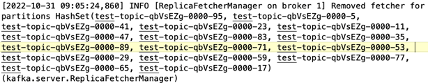 Esta imagem mostra a saída de log para um cluster baseado em DAS.