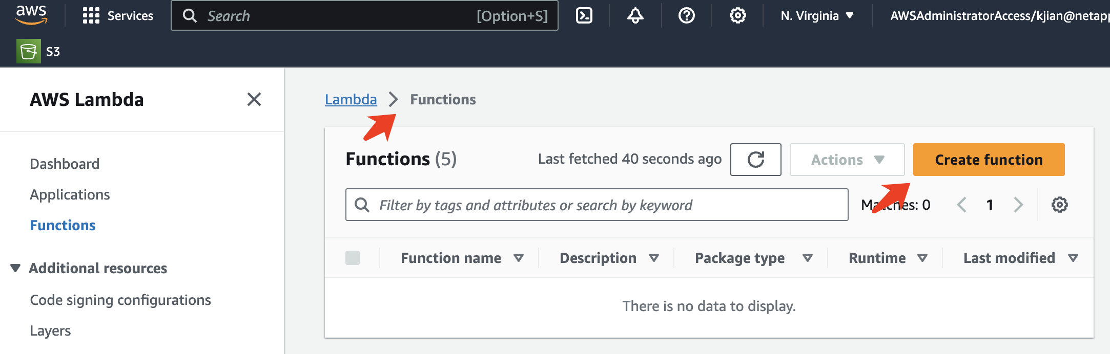 Página de boas-vindas da função AWS lambda