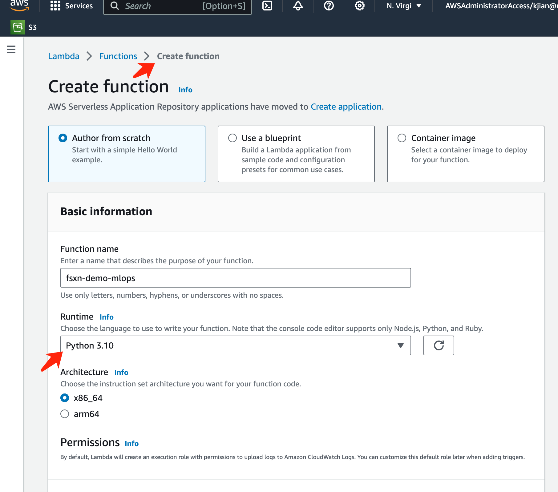 Crie uma função AWS lambda