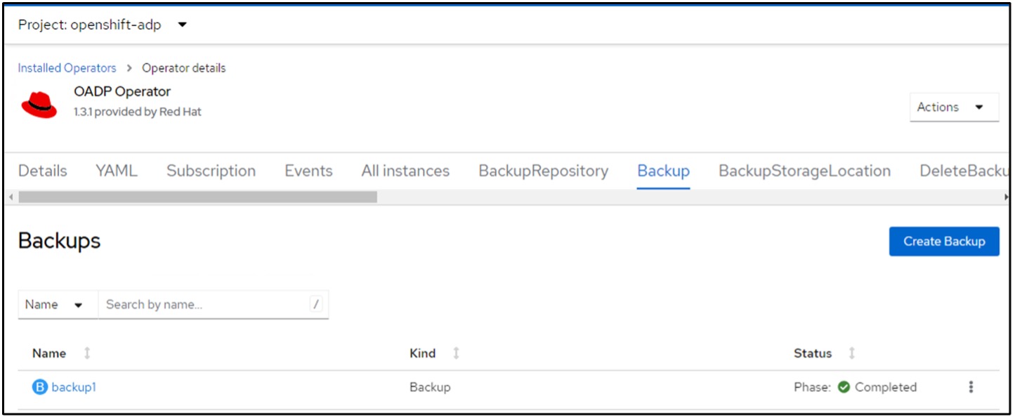 VM backup ONTAP-nas