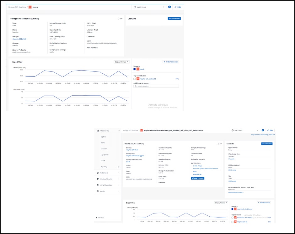 Amostras de Cloud Insights