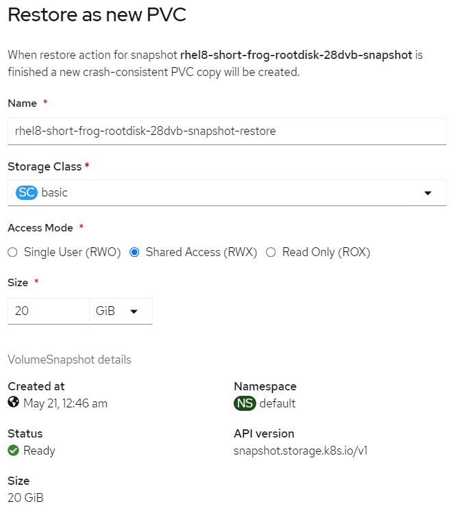 Restaure o snapshot para um novo PVC