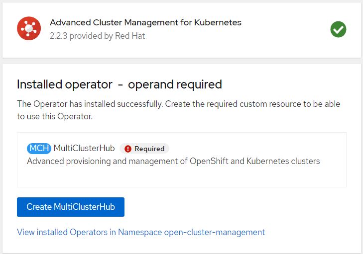 ACM operator Multiclusterhub