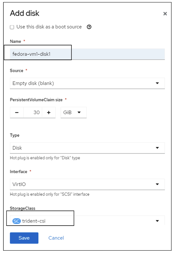 OCP-v Adicionar disco