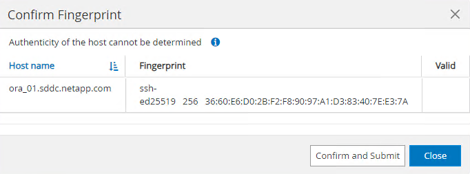 Captura de tela mostrando a configuração do SnapCenter.