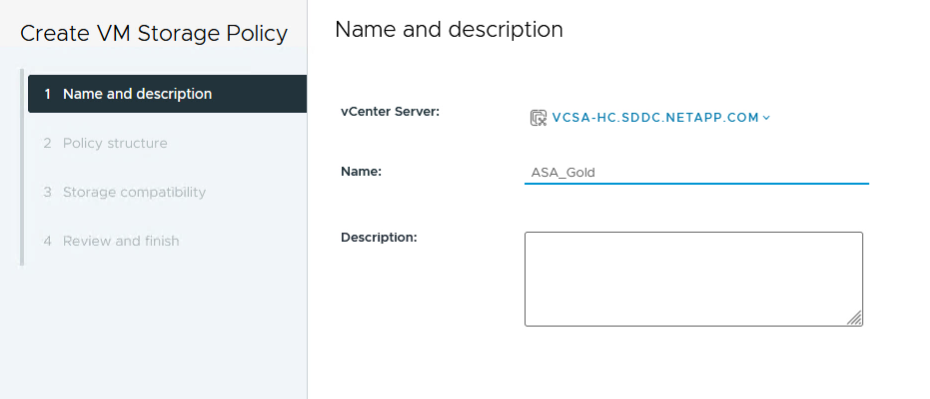 Assistente de política de storage de VM