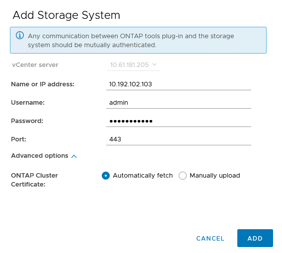 Adicione o sistema de storage