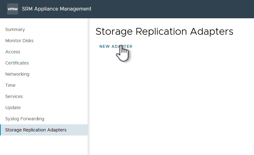 Adicionar novo adaptador SRM