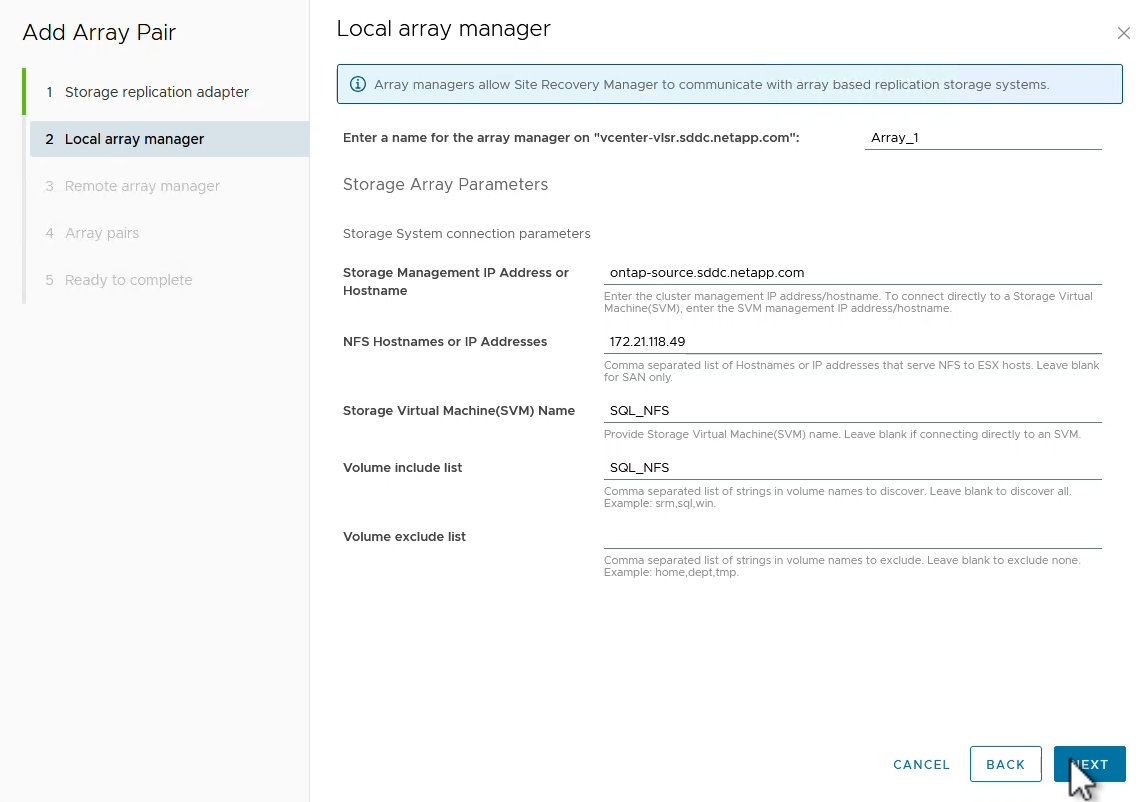 Gerente de array local