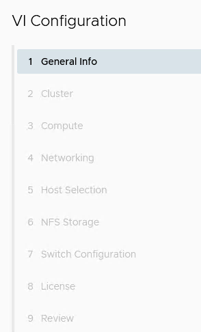 Assistente de configuração do VI