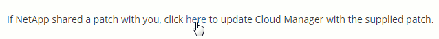 Captura de tela: Mostra o link para atualizar o Cloud Manager com um patch.